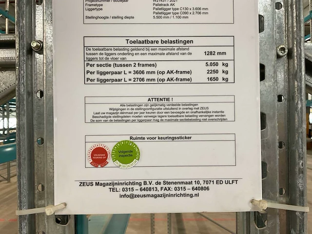 Zeus palletrack 110xm palletstelling (36 secties) - afbeelding 5 van  18