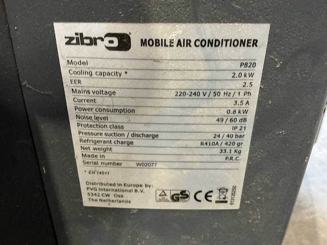 Zibro 820 mobiele airco - afbeelding 4 van  4
