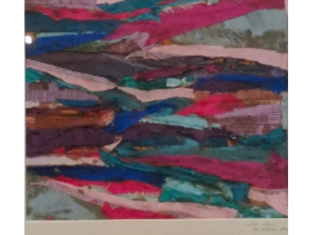 Zijde collage, maya wildevuur, compositie in roze, 1983 - afbeelding 1 van  8