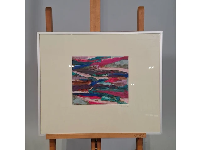 Zijde collage, maya wildevuur, compositie in roze, 1983 - afbeelding 2 van  8