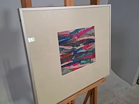 Zijde collage, maya wildevuur, compositie in roze, 1983 - afbeelding 4 van  8
