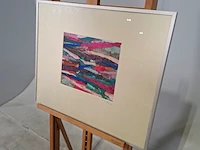 Zijde collage, maya wildevuur, compositie in roze, 1983 - afbeelding 5 van  8