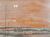 Zijde collage, maya wildevuur, compositie zalmkleurig, 1987 - afbeelding 1 van  8