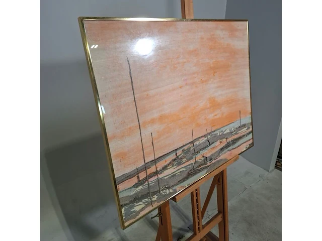 Zijde collage, maya wildevuur, compositie zalmkleurig, 1987 - afbeelding 5 van  8