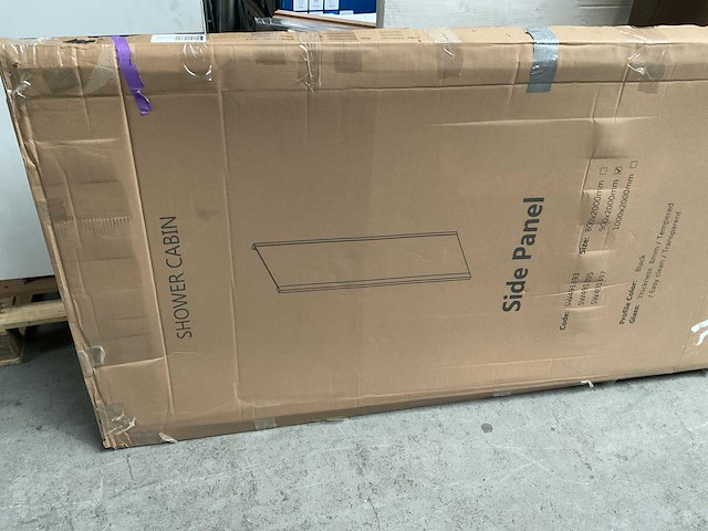 Zijpaneel 90x200cm helder glas profiel mat zwart - afbeelding 1 van  2