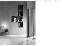 Zijpaneel 90x200cm helder glas profiel mat zwart - afbeelding 1 van  2