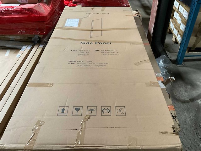 Zijwand mat zwart profiel 90x200 cm - afbeelding 2 van  2