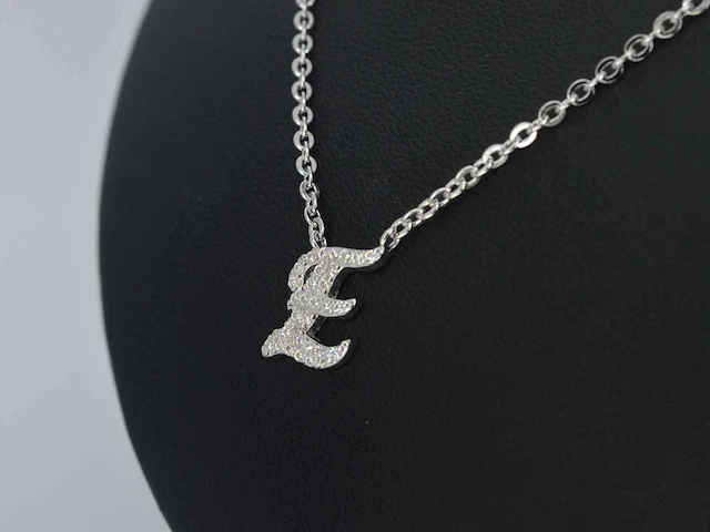 Zilveren collier letter e - afbeelding 4 van  8
