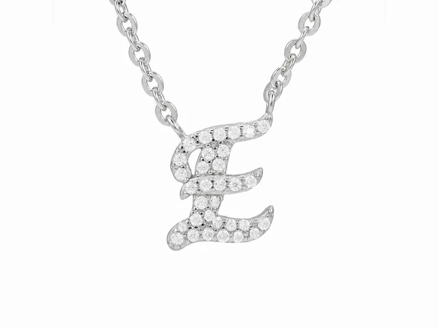 Zilveren collier letter e - afbeelding 7 van  8