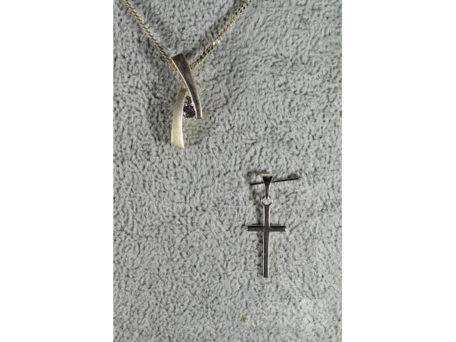 Zilveren halsketting met hangers - afbeelding 2 van  7