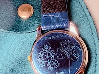 Zilveren horloge met parels en diamanten - afbeelding 7 van  8