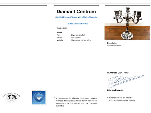 Zilveren kandelaar - afbeelding 3 van  5