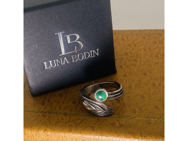 Zilveren ring - luna bodin malachiaring - afbeelding 3 van  4