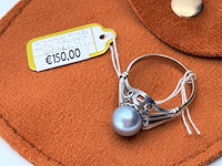 Zilveren ring met akoya parel - afbeelding 1 van  6