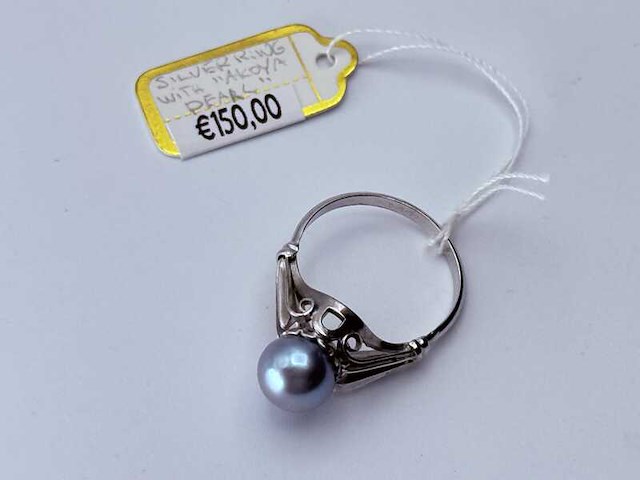 Zilveren ring met akoya parel - afbeelding 3 van  6