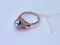 Zilveren ring met blauwe akoya parel - afbeelding 1 van  4