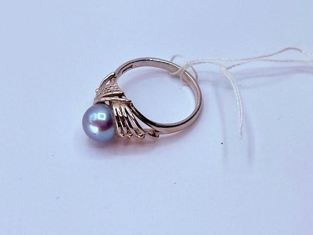 Zilveren ring met blauwe akoya parel - afbeelding 2 van  4