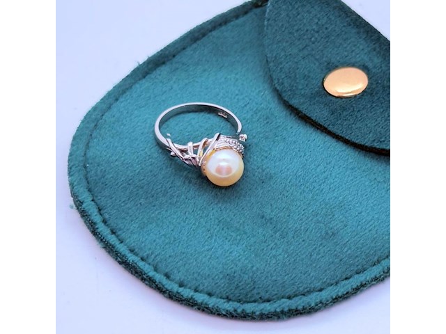 Zilveren ring met grote akoya parel - afbeelding 2 van  6