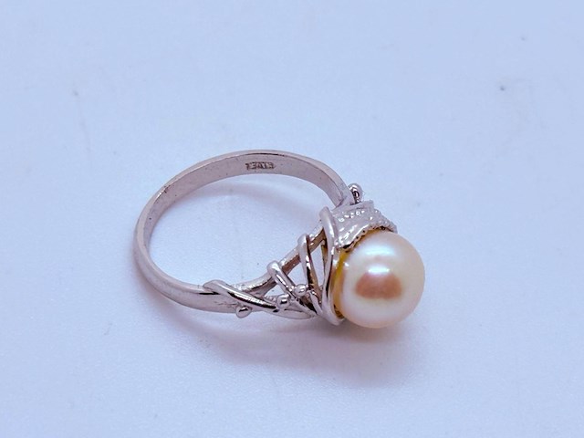Zilveren ring met grote akoya parel - afbeelding 3 van  6