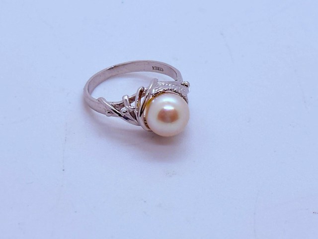 Zilveren ring met grote akoya parel - afbeelding 4 van  6