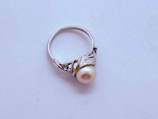 Zilveren ring met grote akoya parel - afbeelding 5 van  6
