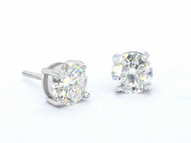 Zilveren solitair oorknoppen, moissaniet 2 x 1.00 ct - afbeelding 1 van  7