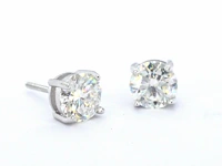 Zilveren solitair oorknoppen, moissaniet 2 x 1.00 ct - afbeelding 1 van  7