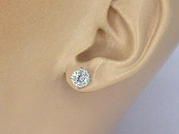 Zilveren solitair oorknoppen, moissaniet 2 x 1.00 ct - afbeelding 2 van  7