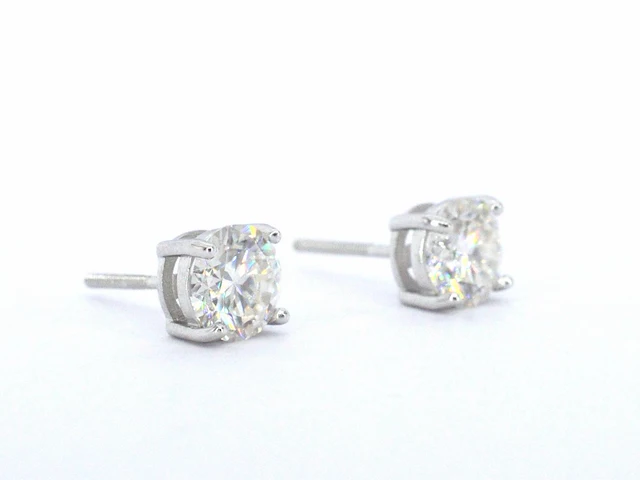 Zilveren solitair oorknoppen, moissaniet 2 x 1.00 ct - afbeelding 4 van  7