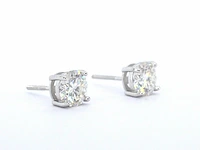 Zilveren solitair oorknoppen, moissaniet 2 x 1.00 ct - afbeelding 4 van  7