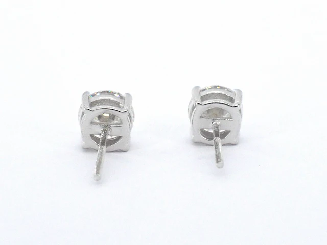 Zilveren solitair oorknoppen, moissaniet 2 x 1.00 ct - afbeelding 5 van  7