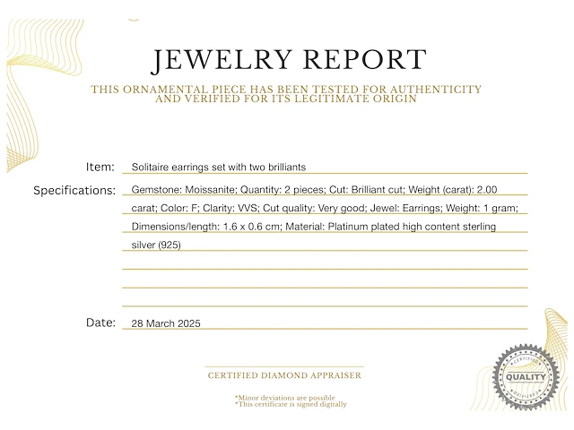 Zilveren solitair oorknoppen, moissaniet 2 x 1.00 ct - afbeelding 7 van  7