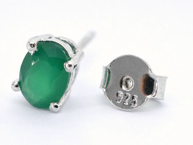 Zilveren sterling oorbellen met natuurlijke onix - juwelierskwaliteit - afbeelding 7 van  9