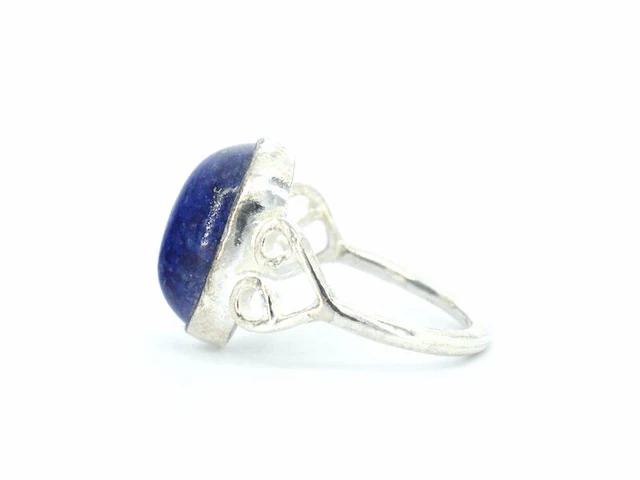Zilveren sterling ring met blauwe edelsteen - afbeelding 2 van  6