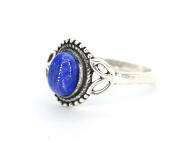 Zilveren sterling ring met een blauwe edelsteen - afbeelding 3 van  6
