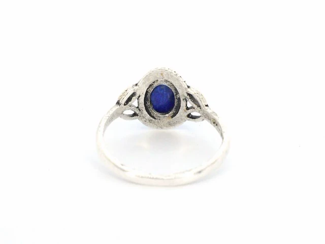 Zilveren sterling ring met een blauwe edelsteen - afbeelding 4 van  6