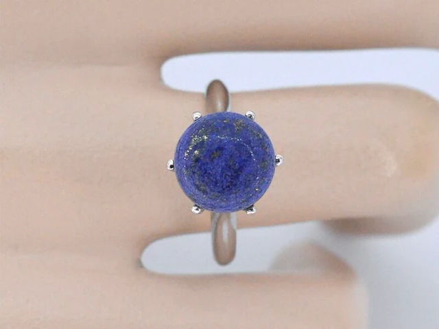Zilveren sterling ring met natuurlijke lapis lazuli - juwelierskwaliteit - afbeelding 2 van  9