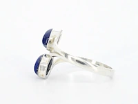 Zilveren sterling ring met twee blauwe edelstenen - afbeelding 2 van  6