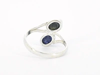 Zilveren sterling ring met twee blauwe edelstenen - afbeelding 4 van  6