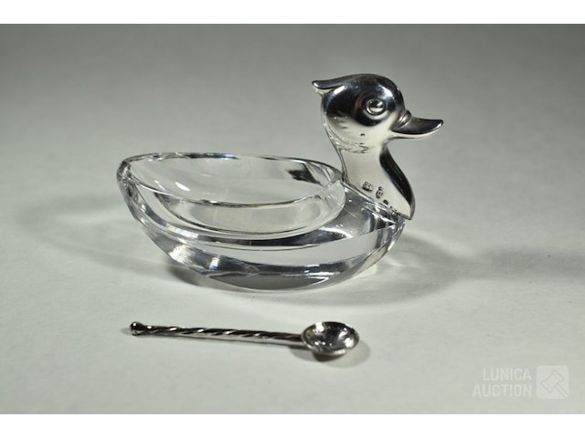 Zilveren/kristallen zoutvaatje - afbeelding 1 van  7