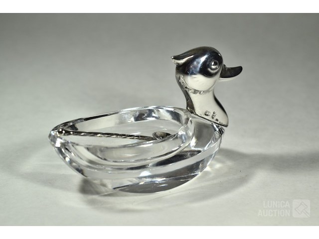 Zilveren/kristallen zoutvaatje - afbeelding 3 van  7