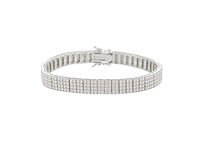 Zilverkleurige armband bezet met briljanten - afbeelding 1 van  9