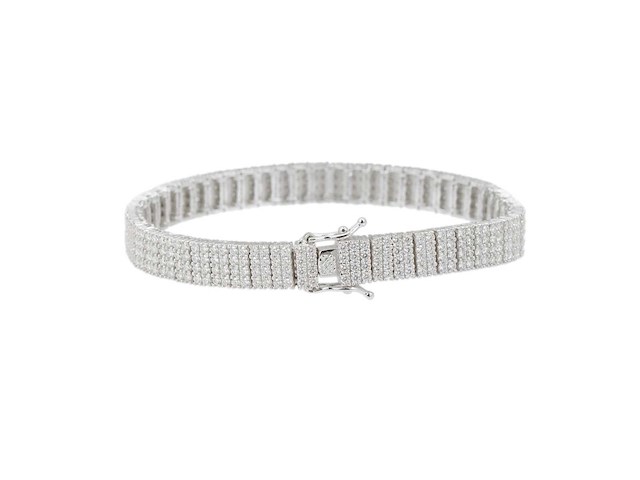 Zilverkleurige armband bezet met briljanten - afbeelding 2 van  9