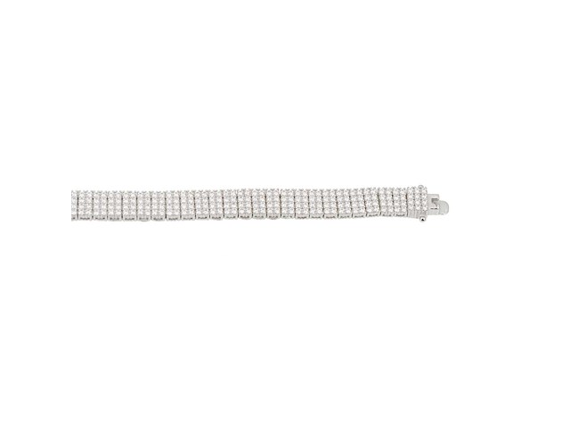 Zilverkleurige armband bezet met briljanten - afbeelding 4 van  9