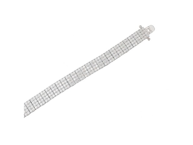 Zilverkleurige armband bezet met briljanten - afbeelding 6 van  9