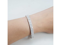 Zilverkleurige armband bezet met briljanten - afbeelding 8 van  9