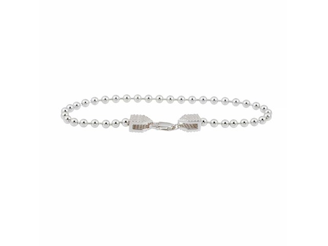 Zilverkleurige ronde armband bezet met briljanten - afbeelding 2 van  7