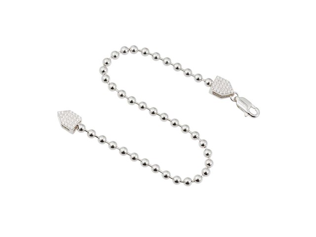 Zilverkleurige ronde armband bezet met briljanten - afbeelding 4 van  7