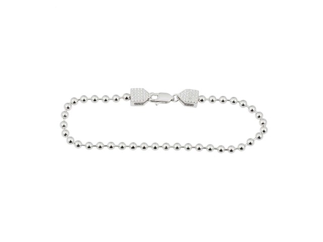 Zilverkleurige ronde armband bezet met briljanten - afbeelding 6 van  7