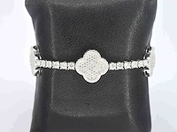 Zilverkleurige schakelarmband bezet met briljanten - afbeelding 5 van  8
